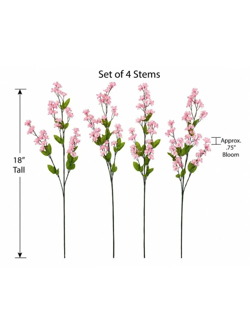 Pink Artificial Filler Flowers Set of 4 18 Inch Mini Blossom Stems for Wreaths A